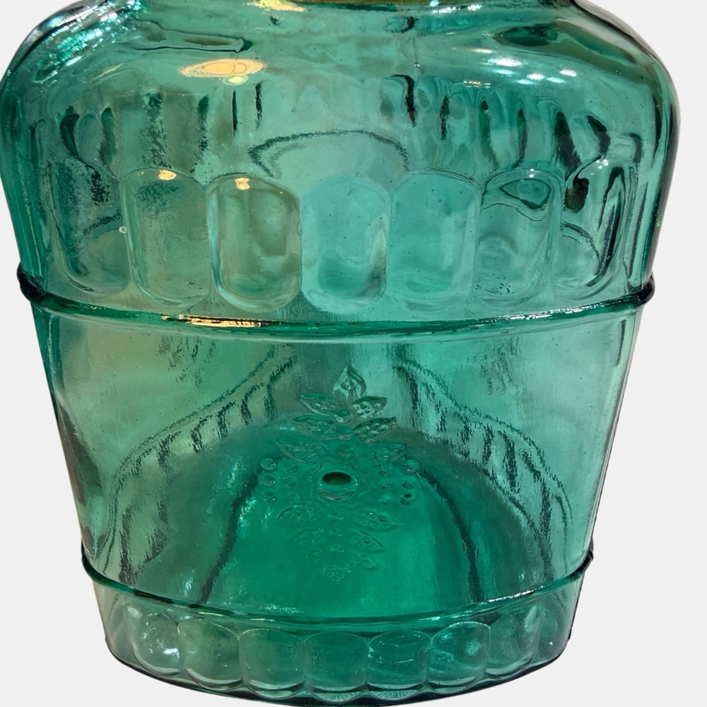 Vintage Turquoise Triangle Shaped Set Of Three Canister Set With Embossed Design - Picture 8 of 10